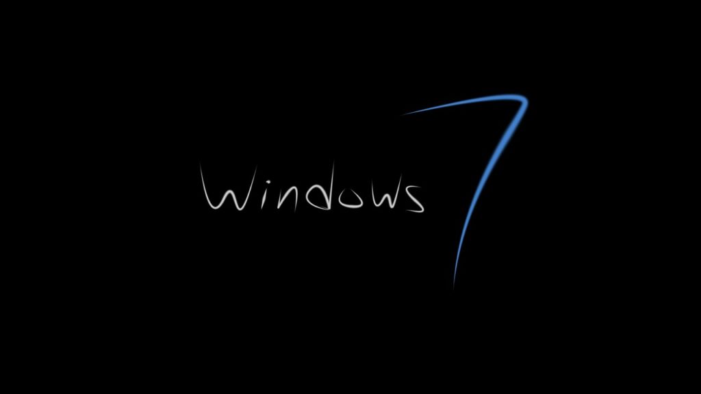 simple yet striking windows 7 logo on black background with blue number 7.