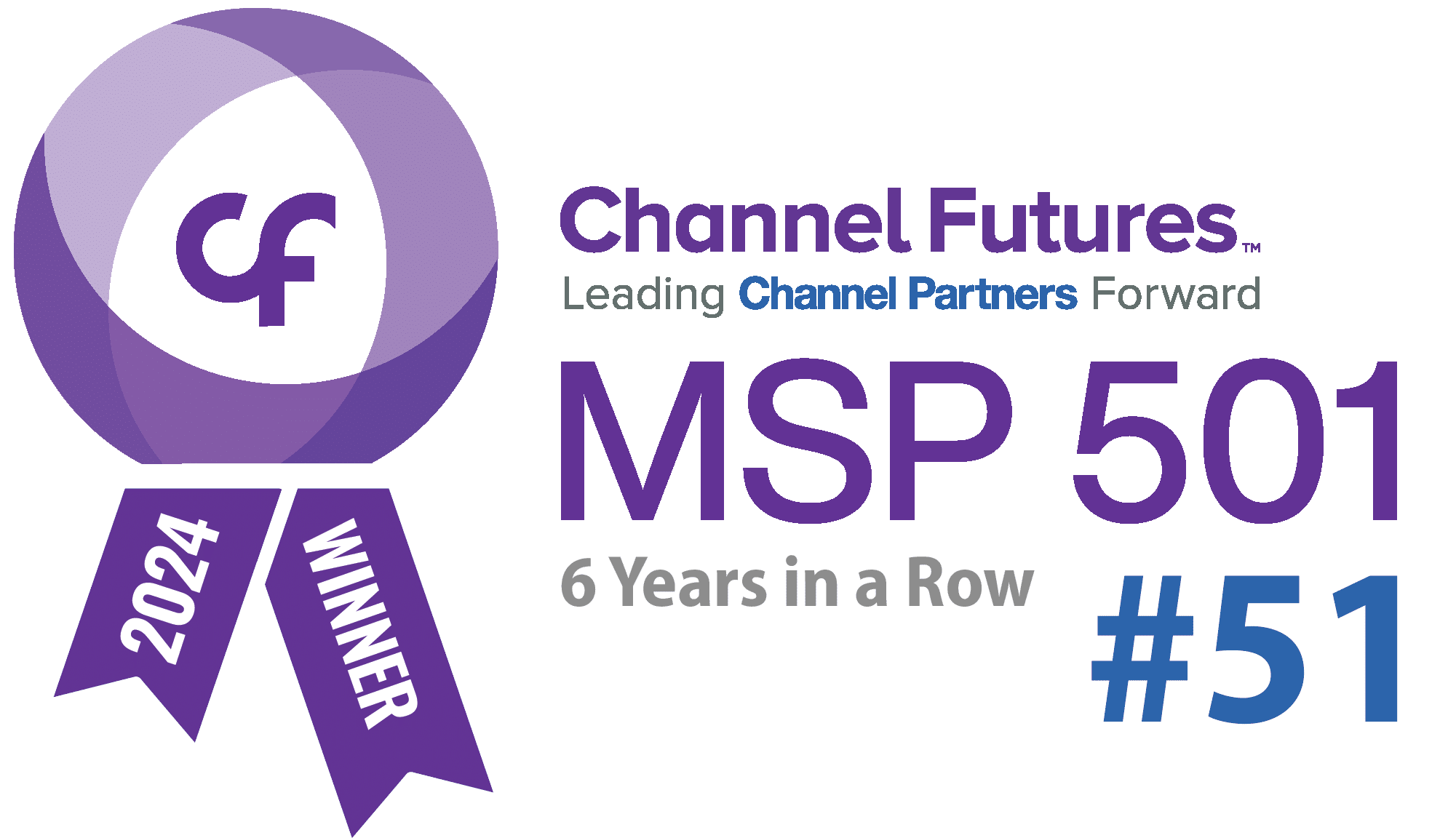 Channel Futures 2024 Top MSP Winner Badge - #51 Ranking.