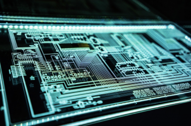 detailed glowing pcb design highlighting modern electronics complexity.